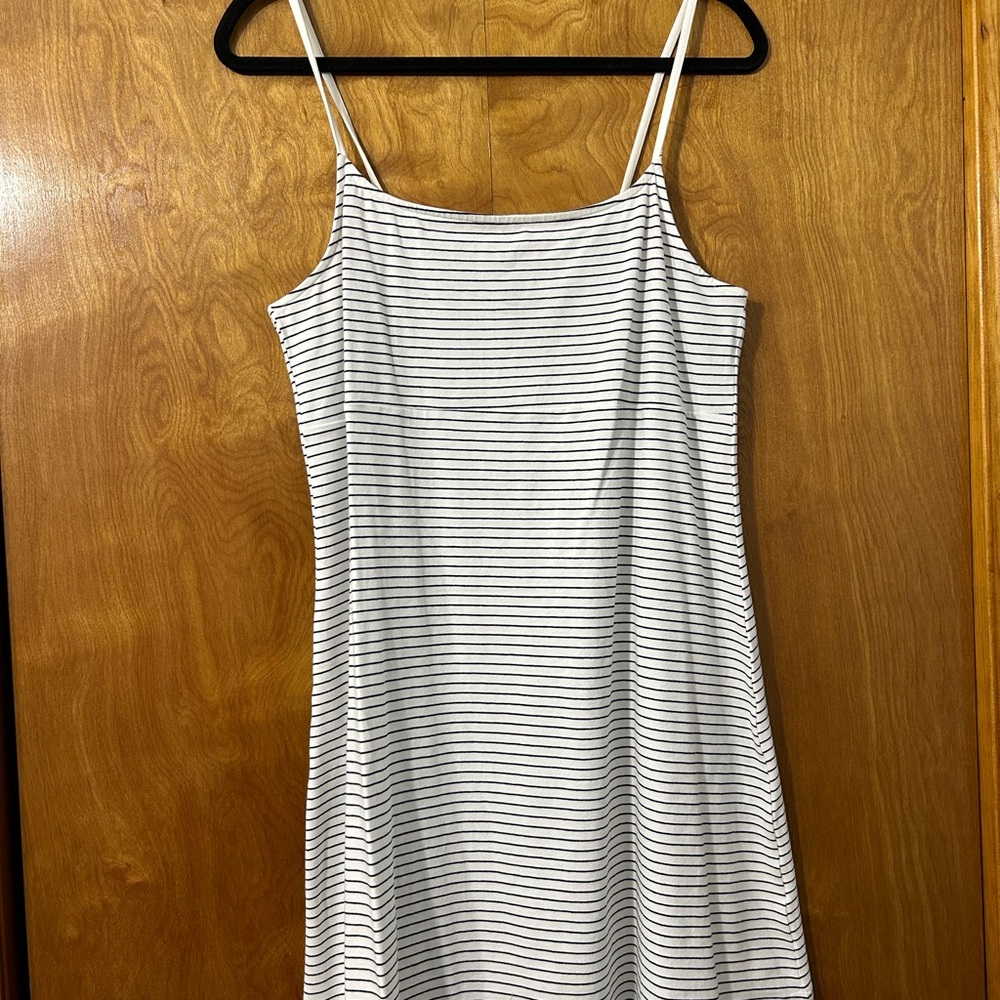 H&M White Dress with Black Stripes Spaghetti Straps